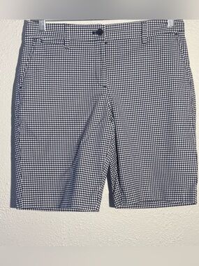 Talbots The Perfect Shorts Size 8 Blue & White Gingham Print Preppy Bermuda